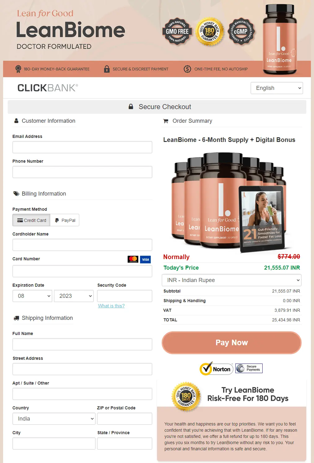 LeanBiome checkout page